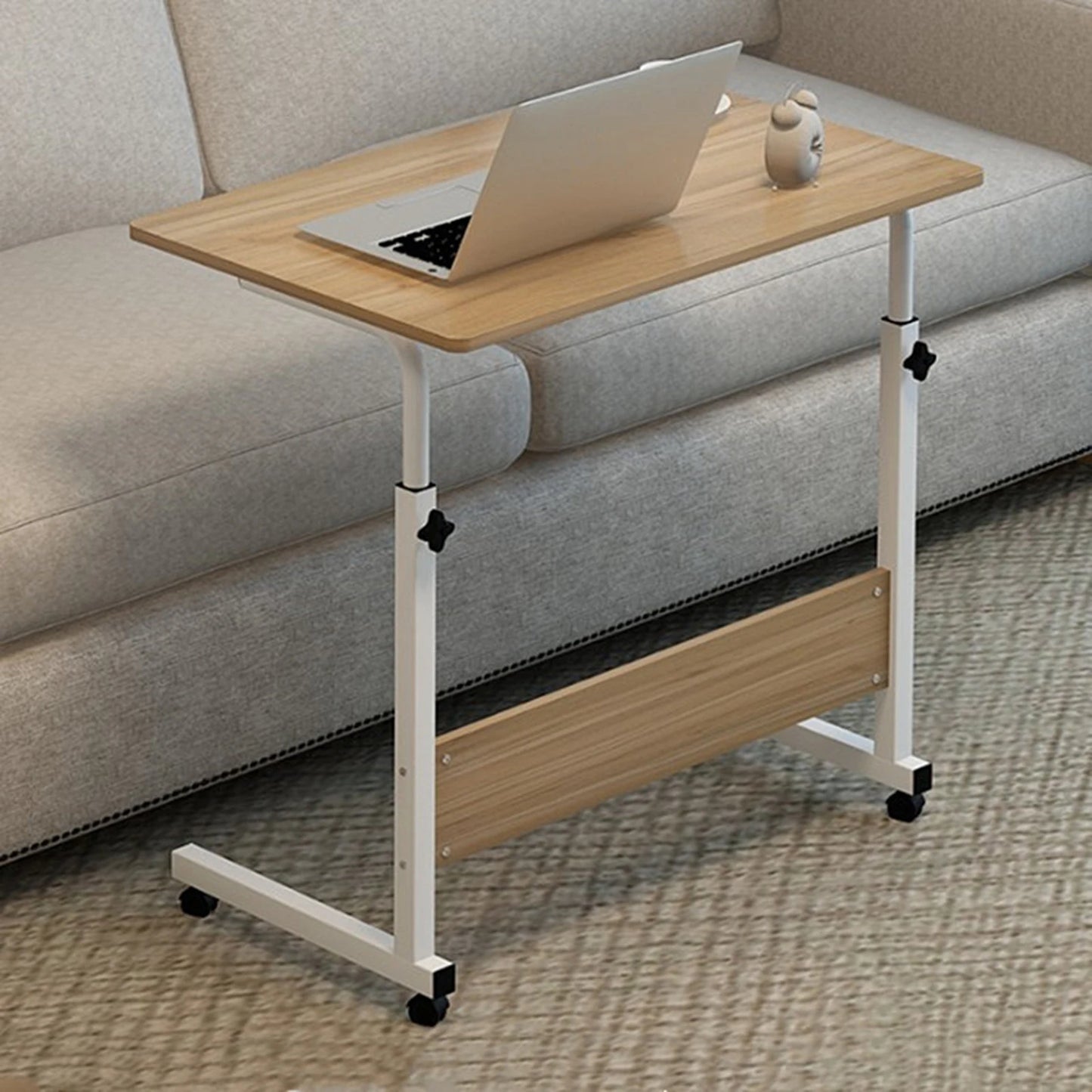 KESOTO Small Mobile Portable Brown-Black-Beige Rectangle Wood Top Steel Framed Adjustable Height-Shelves Computer Desks/4 Universal Wheels/4 Casters Brakes/Colors-Brown/Black/Beige/Storage Options/Assembly Required