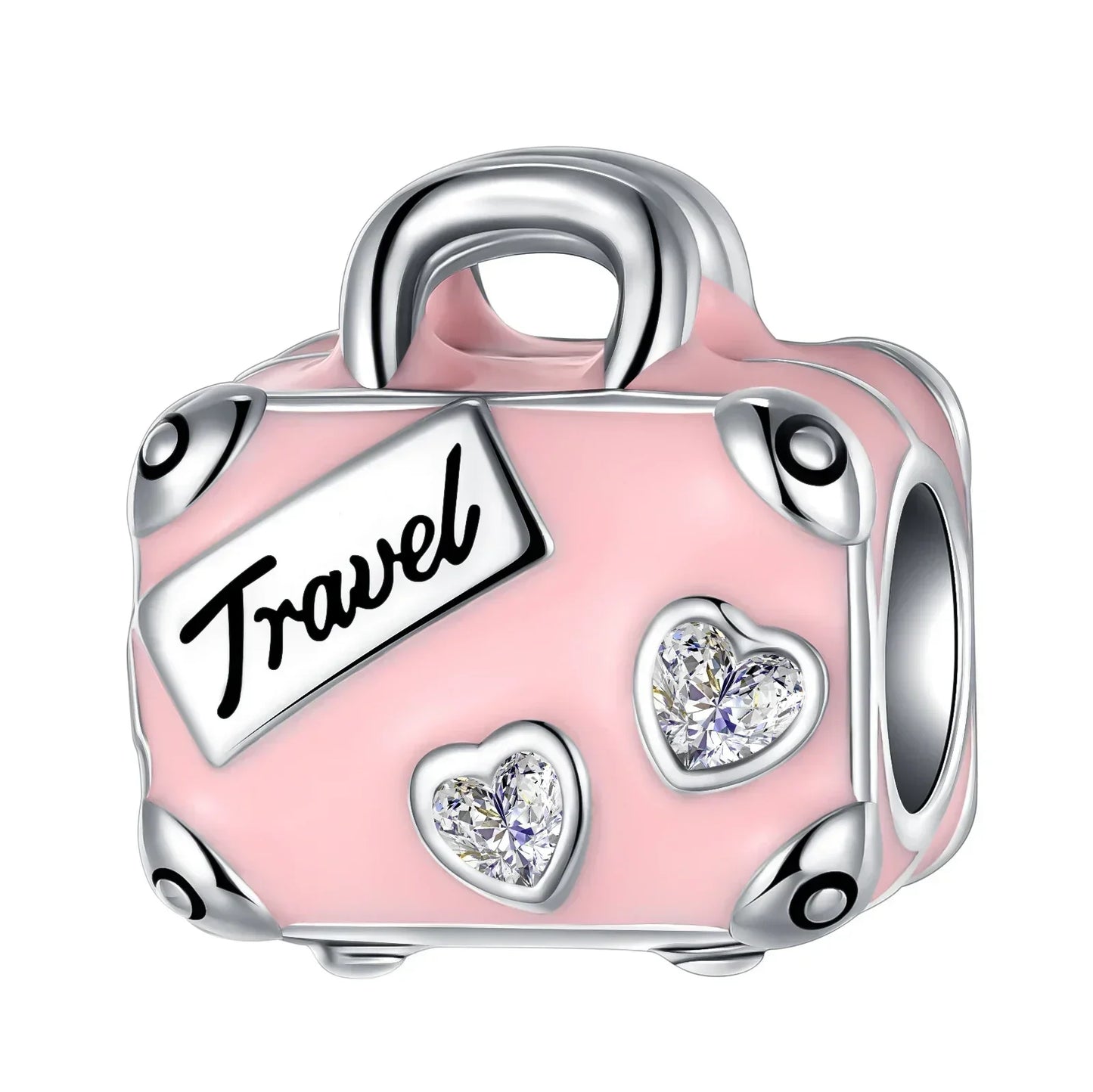 No-EN-Name-Null Women Sterling Silver Enamel Rainbow-Hot Air Balloon Design Fine Imitation Zircon Stone Glass Nuggets Beads Shaped Charms-Pendants/ Colors-Rainbow/Multicolor/Silver/Pink/Animal/Floral