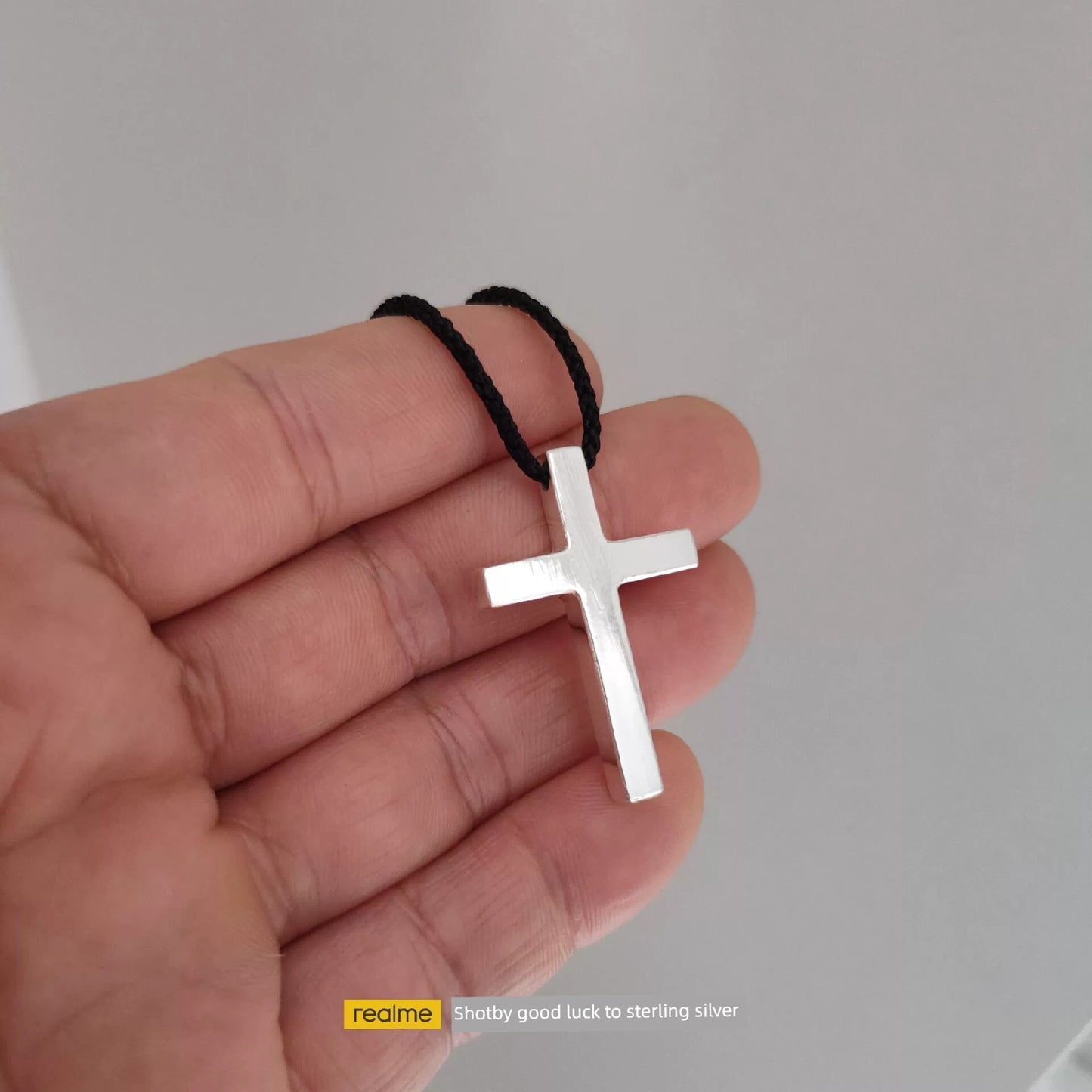 XUEFENG Adult Men Fine Imitation Sterling Silver Metal Silver-Plated Polished Cross Pendant Chain Necklaces