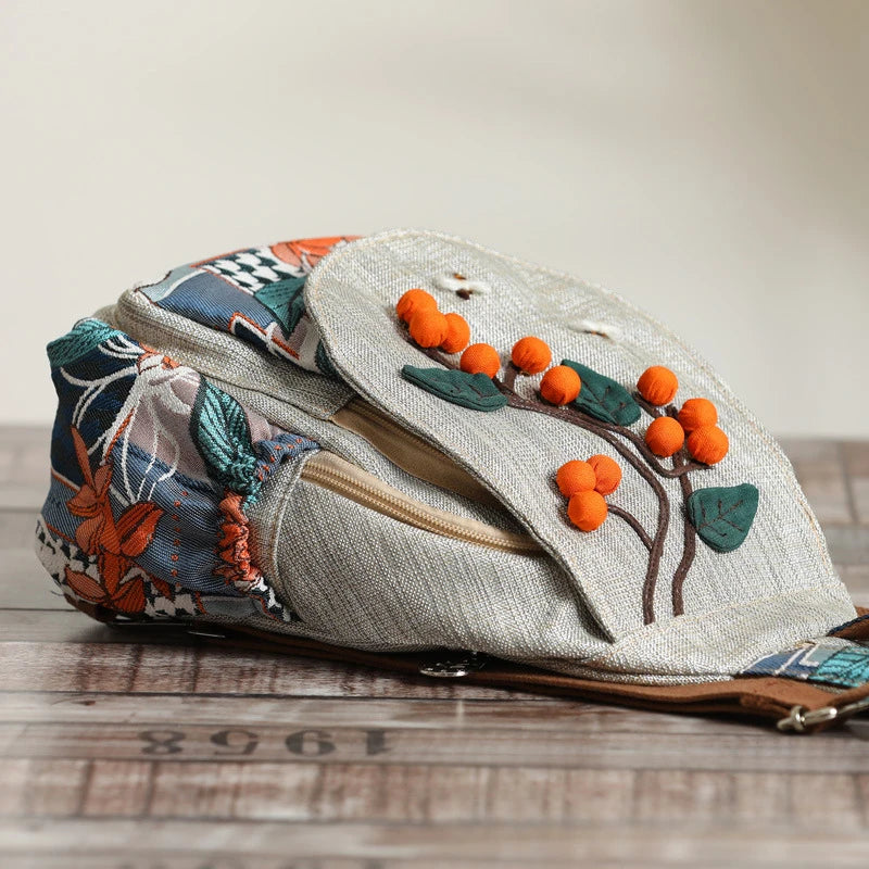 No-EN-Name-Null Women Large Lightweight Light Gray Polyester Fabric Mainland China Multicolor Floral Design Zippered External Front Pockets Back Zippered Shoulder Straps-Handle Single Compartment Travel Backpacks
