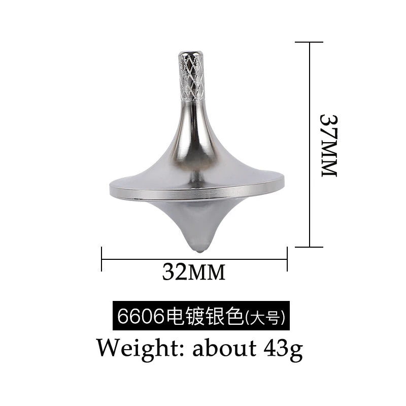 MUDDY PUDDLES Handheld Textured Surface Silver Metal Spinning Top Protruding Stem Activity Toys/Ages: 13-18 Years Old + Older/Colors-Silver/Gold/Gray/Multicolor