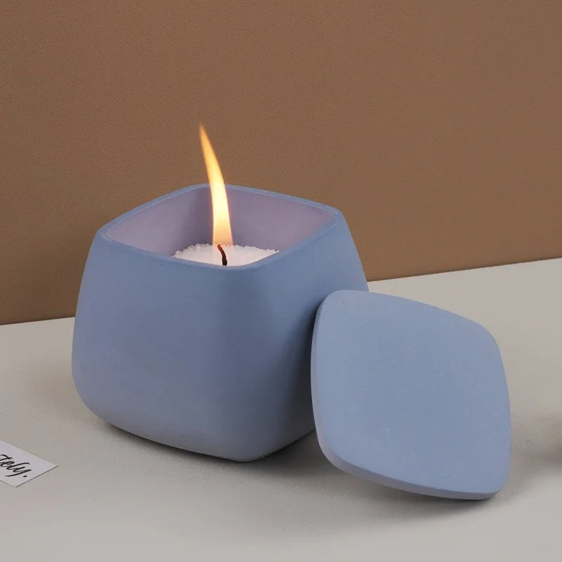 SILIKE LUFEI Small Square Shaped Candle Cup-Lid Silicone DIY Milky White Craft Molds