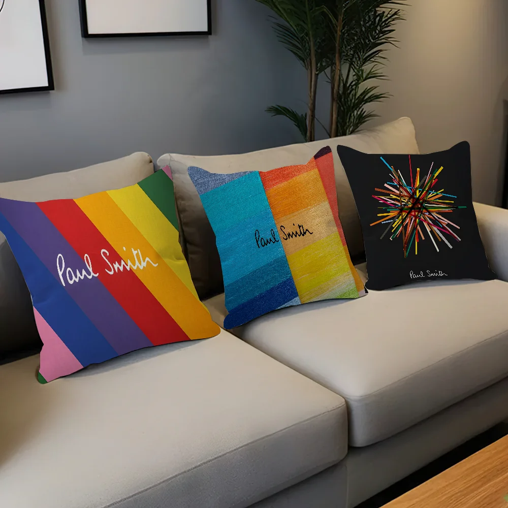MINISO Printed Paul Smith Multicolor Square Double-Sided Cotton-Polyester Blend Washable Pillowcases/Colors-Multicolor/Striped/Purple/Black/Blue/Red/ 8 Sizes/(Pillow Not Included)/DO NOT BLEACH-DRY CLEAN/Ironing Temperature 100'Celsius
