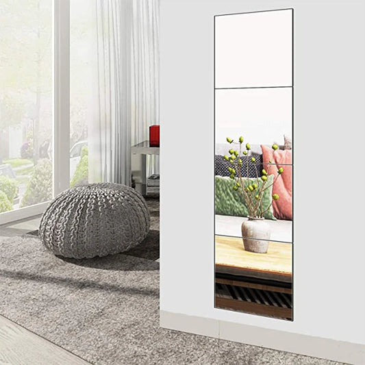 4 pcs/ 3D Rectangle  Self-Adhesive Acrylic Wall Mirror Decals/Colors-Silver/Red/White