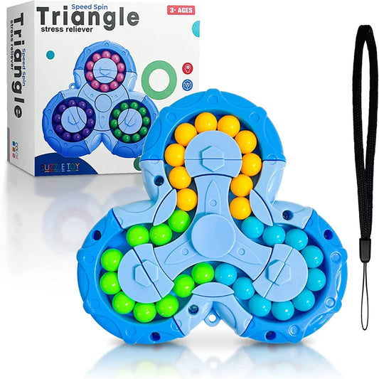 No-EN-Name-Null Teens-Adults Non-Toxic Multicolor Plastic Triangle Shaped Fidget Speed Spinner Six-Sided Rotating Magical Beans Inside Handheld Fingertip Puzzle Early Education Activity Toys/Colors-Blue/Orange/Pink/Multicolor/Ages: 13-18 Years Old-Adults