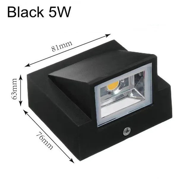 EE'S Modern Outdoor Waterproof Cool-Warm White LED Up-Down Black Square Glass Face-Brushed Nickel Aluminum Metal Body AC-Powered Courtyard Wall Landscape Pathway Lighting /Colors-Black/Gray/Silver/White