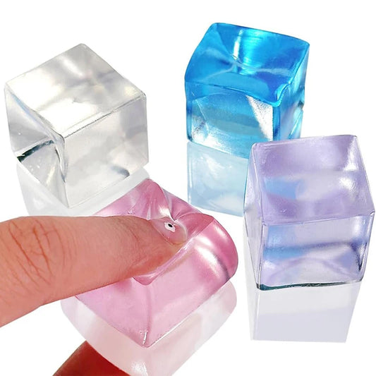 Plastic Square Squishy Ice Cube Anxiety-Stress Relief Fidget Toys/Colors-Clear/Blue/Green/Purple/Multicolor/Ages: 13-18 + Years Older