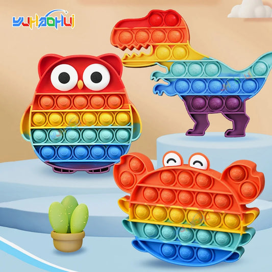 Rainbow Pop Push Bubble Fidget Sensory Toys/Colors-Rainbow/Multicolor/ Animal/Ages 3-9 Years and Older