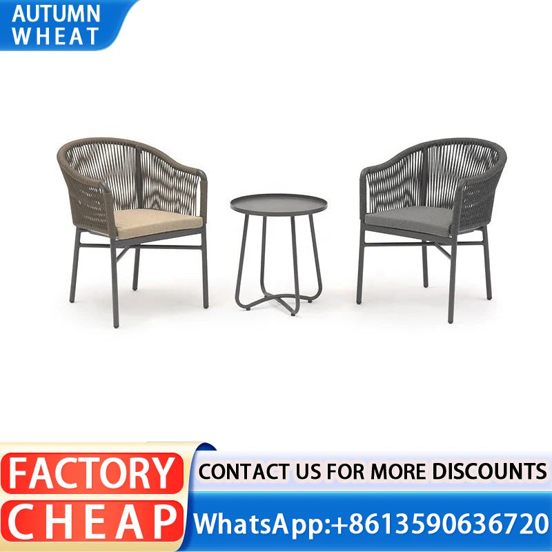 No-EN-Name-Null Outdoor Modern Free-Standing Water Repellent Handmade Beige Rattan Woven Wicker Solid Teak Wood Rectangle Table-Aluminum Alloy Metal Base Sectional Sofa Patio Sets/6 Beige Chairs /Colors-Beige /Brown/ Black /Gray