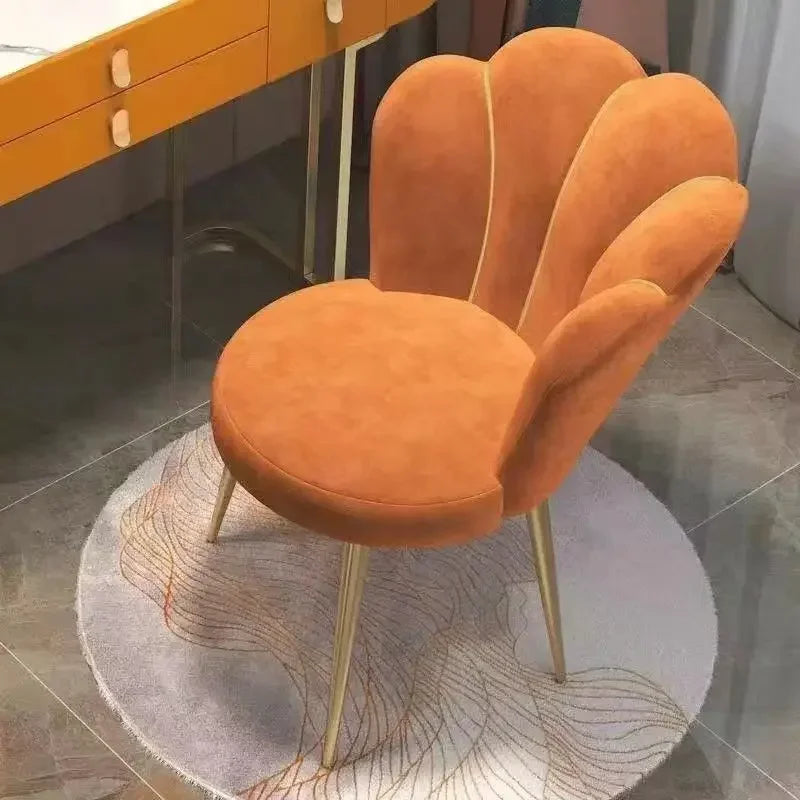 1PCS Upholstered Polyester Nordic Dining Chair w/ Backrest/Colors-White/Gray/Orange/Pink/Green/Black