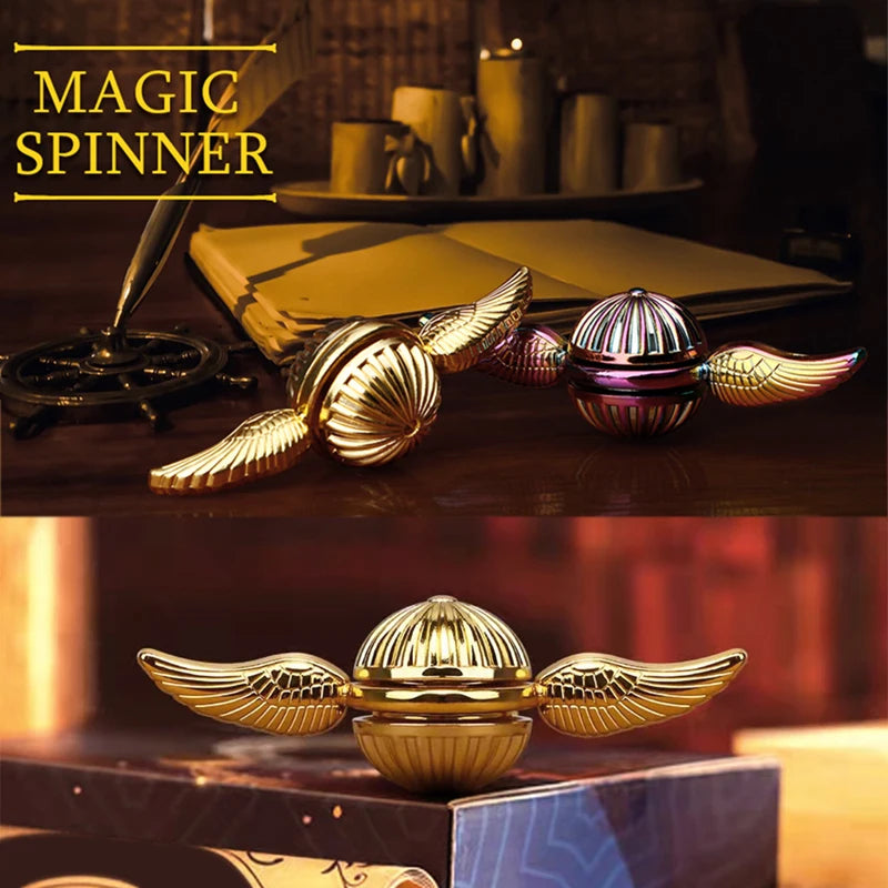 QUICK PUSH Kids Handheld Black Metal Alloy Fingertip Hand-Eye Balancing Gyroscope Fidget Anti-Stress Magic Spinning Tops/ Colors-Geometric/Gold/Bronze/Black/Multicolor/Ages: 13-18 Years Old-Adults