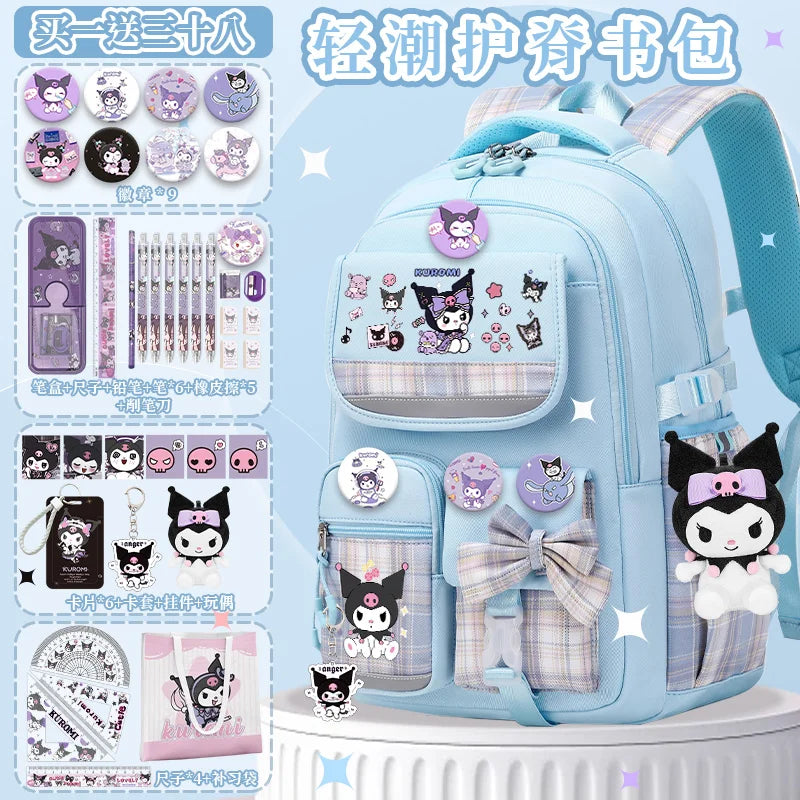 Kids Cute Cinnamon Dog Cartoon Polyester Backpacks /Air Cushion Belt /Reflective Stripe /Nylon/Built-In Compartment/Straps/Handles/Colors-Pink/Purple/Black/Blue/Animal