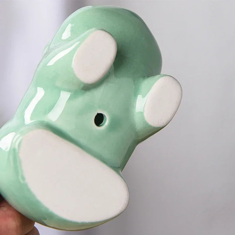 TAKARA TOMY Home Garden Mini-Small Ceramic Cute Cartoon White-Green Bulbasaur POKEMON Shaped Succulent Plants Flower Pots-Planters