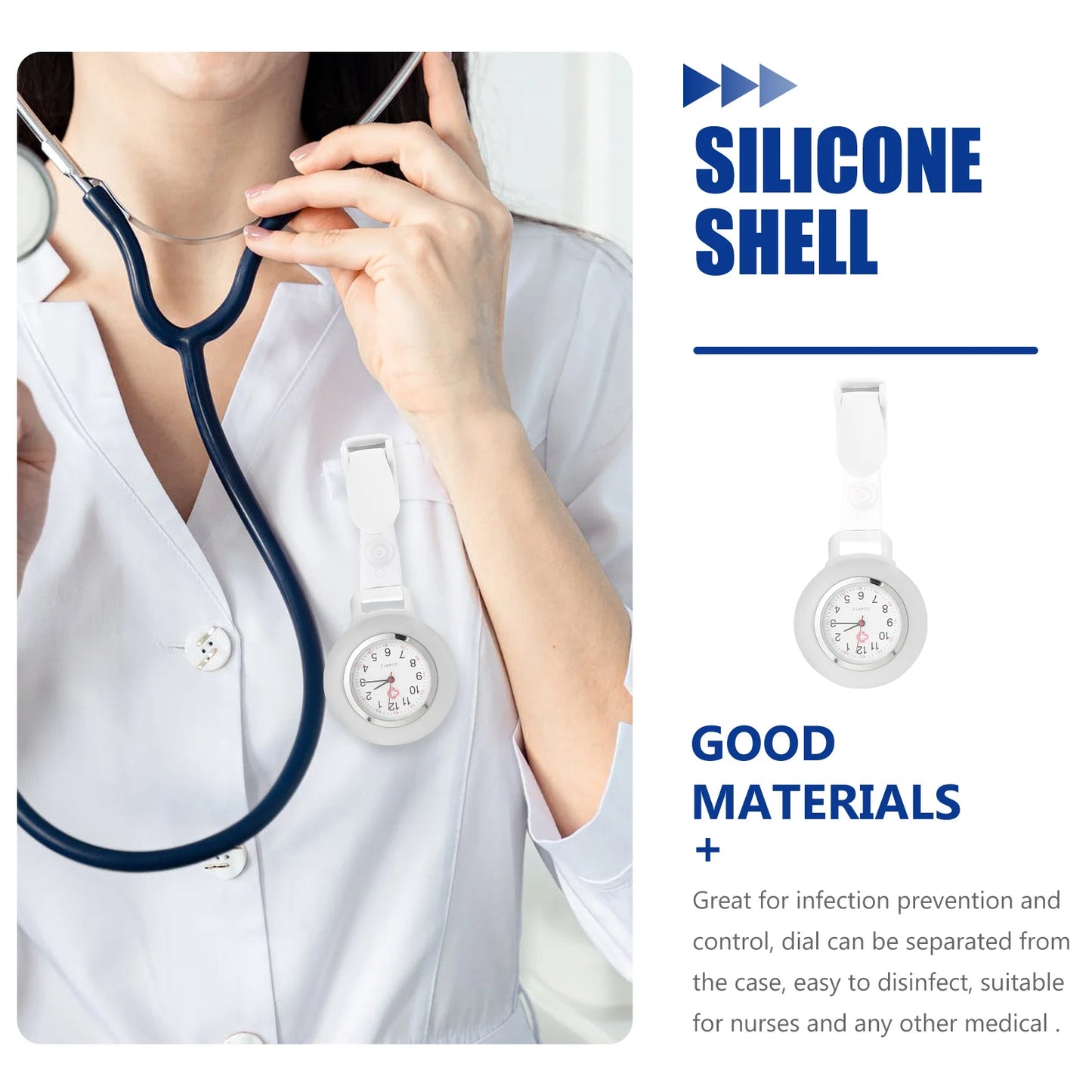 No-EN-Name-Null Adult Women Waterproof Nurses-Doctors White Face Black Numbers Purple Silicone Covered Metal Alloy Glass Face Touch Screen Digital-Analog Display Clip-On Fob Pocket Watches/Colors-Purple/White/Dark Blue