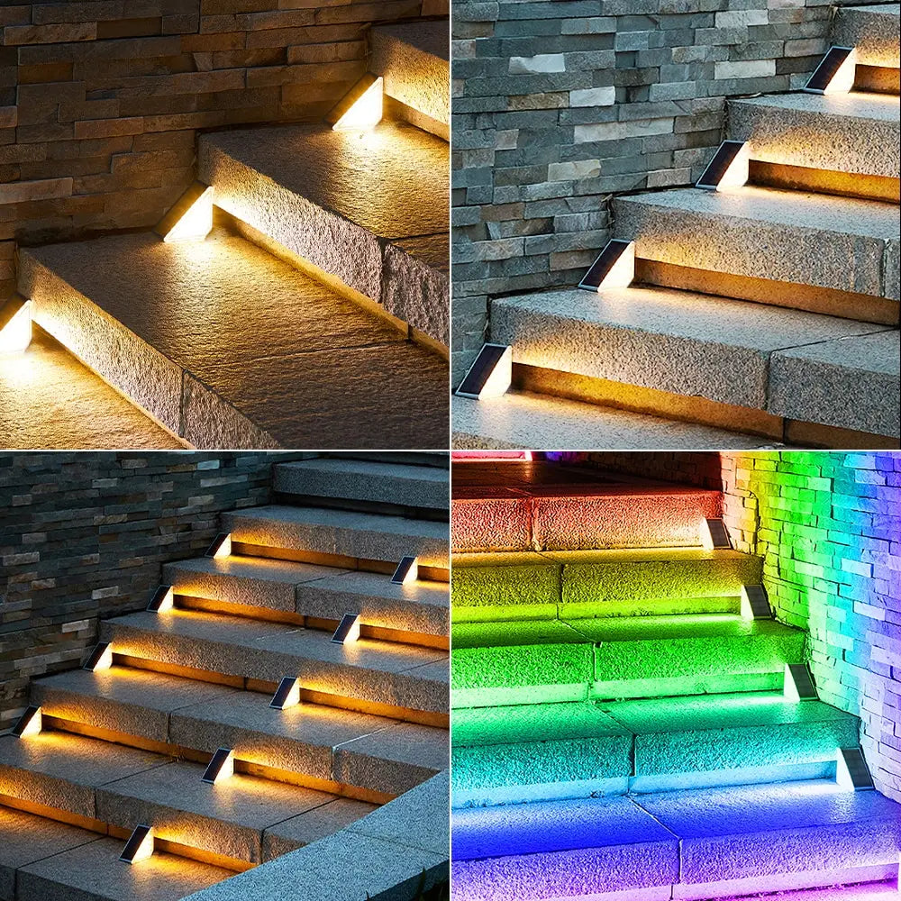 KLA-FCOB 2-6 PCS Waterproof Warm-Cool-Daylight White LED Outdoor Black-White Triangle Plastic Body Solar-Powered Built-In Light Sensor Step Landscape Pathway Light Sets/Colors-White/Black/Multicolor