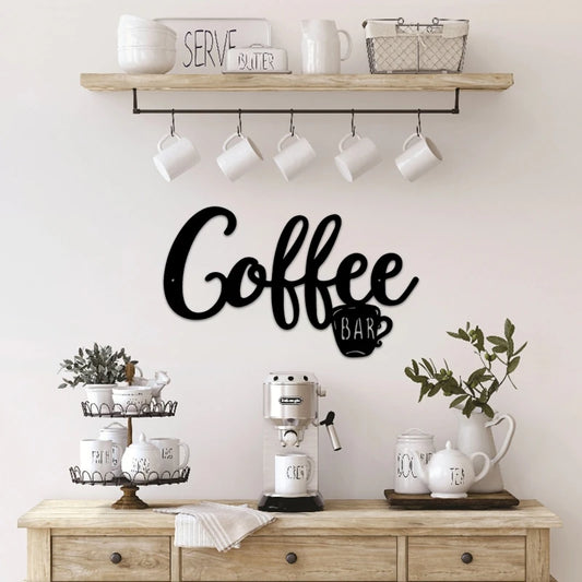 Black Kitchen Modern Iron Hanging Coffee Bar Signs/Size: Approx.11.81 x 7.09 inches