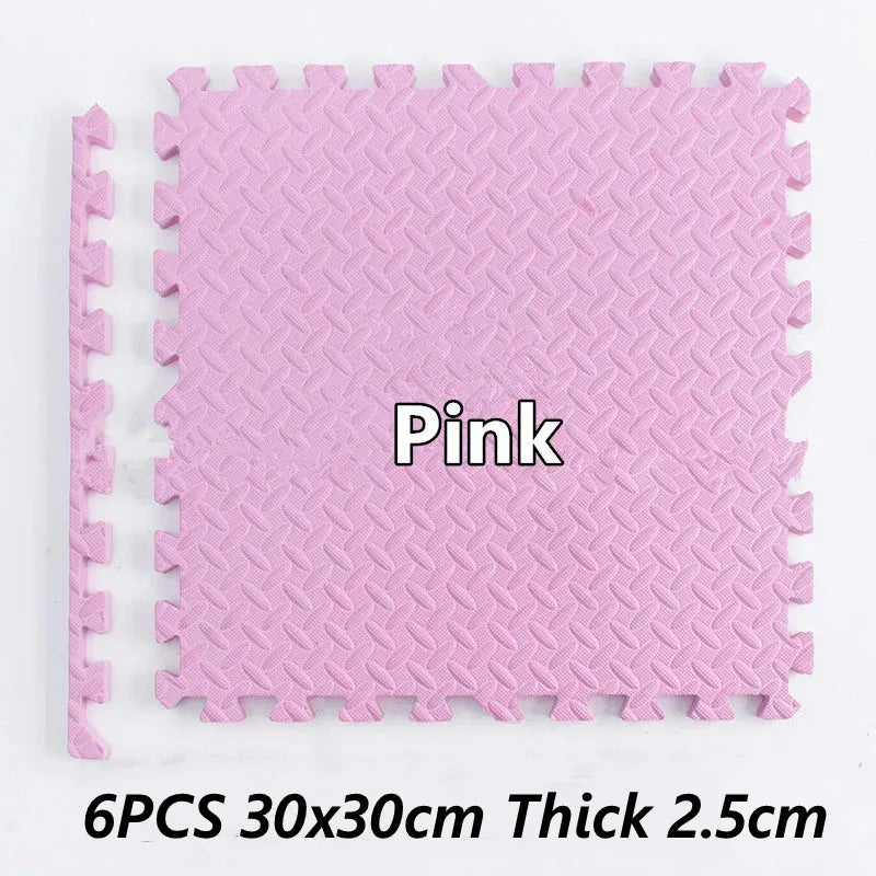 Tatame Babies 6 PCS Set Thick Strong Cuttable Elastic Split Interlocking Foam Joint Anti-Slip Bottom Playroom Floor Mats/Colors-Multicolor/Pink/Gray/White/Purple/Beige/Geometric