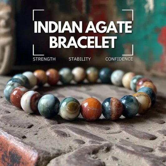 Unisex Natural Crystal Beaded Indian Moss Agate Healing Bracelets/Colors-Multicolor/Brown/Green