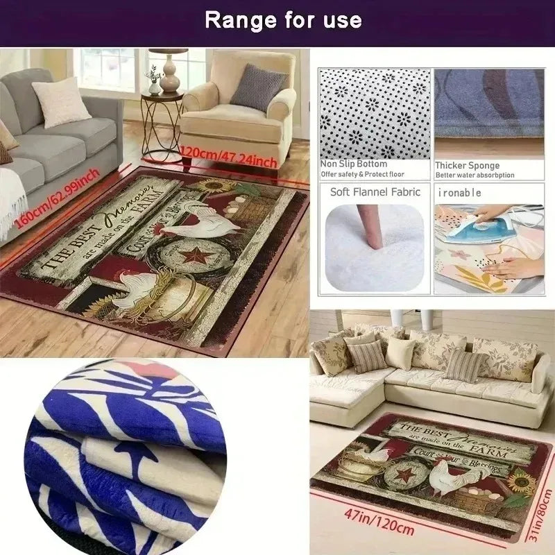 Indoor/Outdoor 100% Polyester Keep Off Area Rugs/Colors-Plaid/Green/Black/Red/White/Multicolor