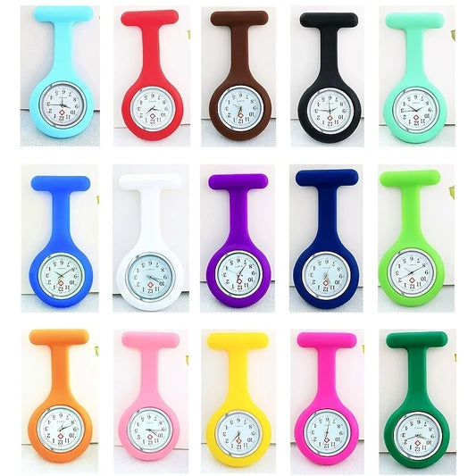 NULL Universal Quartz Analog Display Purple Silicone Jelly Covered Purple Nurses-Doctor Pin Fob Watches/Green/Yellow/Orange/Dark Blue/Baby Blue/Sky Blue