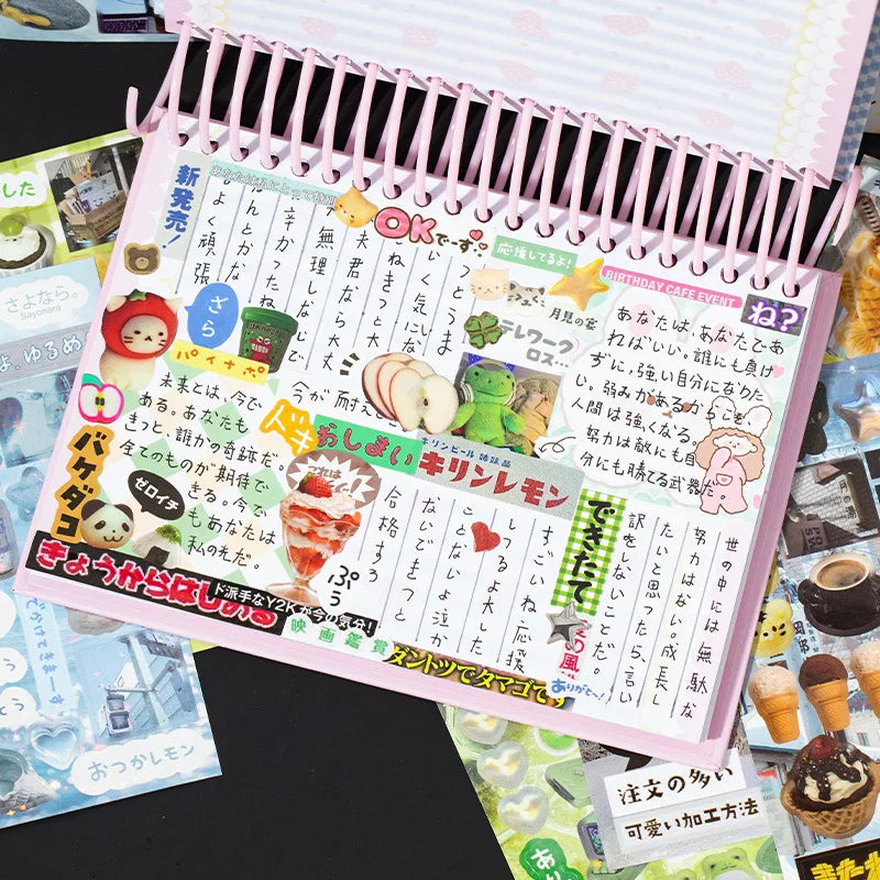 MINKYS 45 Sheets Inside Paper Retro Vintage Decorative Photocard Sticker Books/Colors-Red/Pink/Multicolor