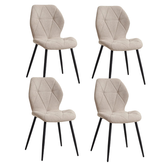 EGOONM Modern Black Upholstered Padded Linen Fabric Metal Legs-Feet 4 Kitchen-Dining Room Chairs/Dimensions: L 42cm x W 48cm x H 86cm/Colors-Black/Blue/Beige/Gray