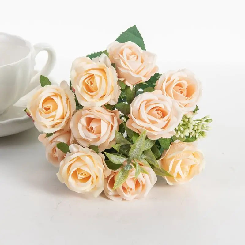 Artificial Silk Bouquet  Begonia Peony Plants/Colors-Beige/Red Rose/Pink/Red/White/Light Pink/Purple/Burgundy