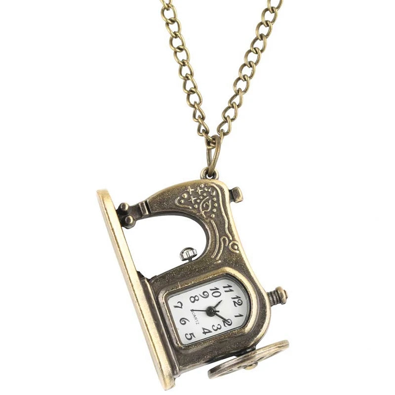 YISUYA Unisex Adults Quartz Small Bronze-White Face Mobile Cell Phone Shaped Stainless Steel Metal Case Acrylic Face 12-Hour Dial Analog Display Pendant Necklace Chain-Pocket Watches