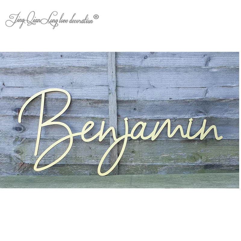JING QIAN Babies-Kids All Ages Wood Letters Customized Large Name Decorative Plaques/Colors-Beige/Blue/White/Black