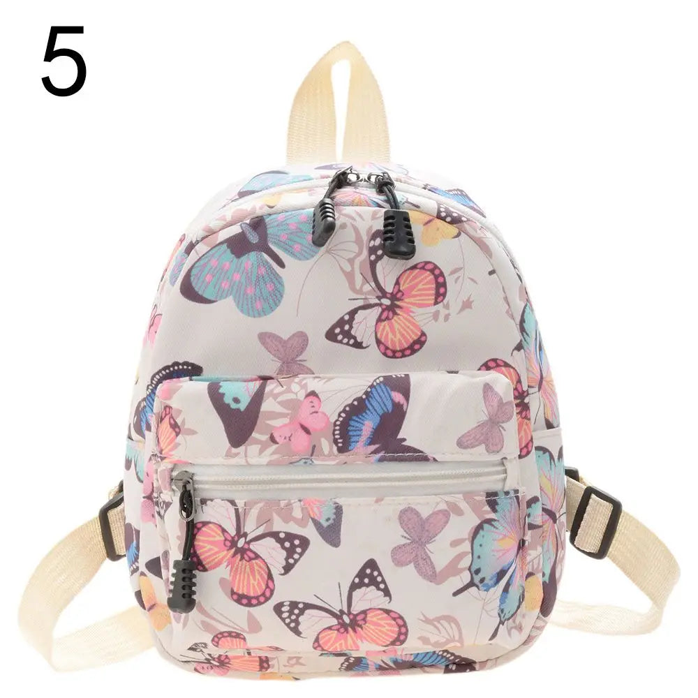 No-EN-Name-Null Women Mini Lightweight Waterproof Nylon Fabric Floral-Animal Print Design External Pockets Spandex Lining Shoulder Straps-Handle Rucksack Backpacks