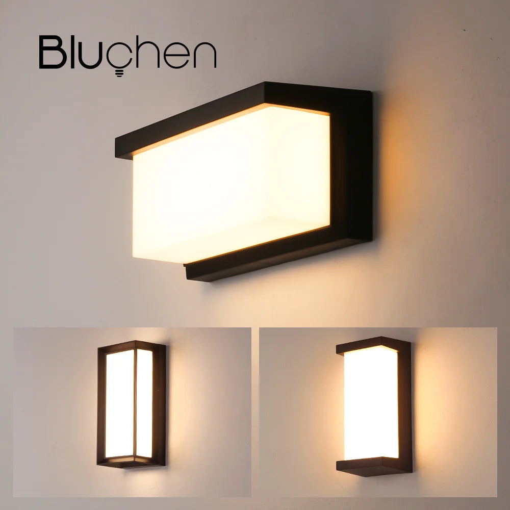 BLUCHEN EBUYBEST Outdoor Black-White Rectangle Shaped Plastic Body Warm White LED Light Anti-Corrosive Pest-Resistant Waterproof Wall-Mounted Porch Lights/Bulbs Included