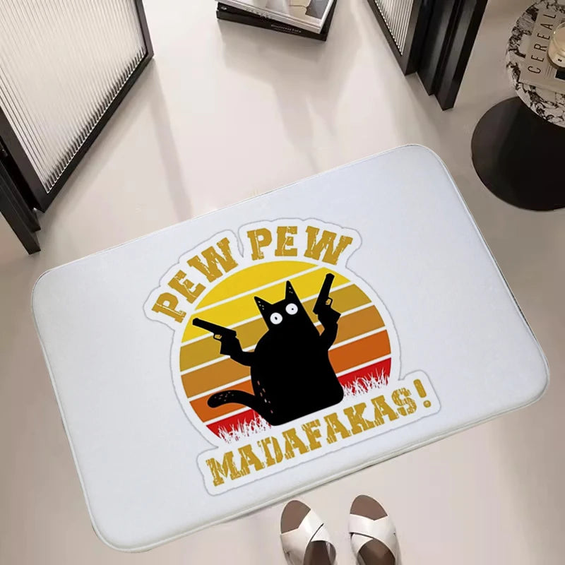 No-EN-Name-Null Indoor Quick-Dry Soft Memory Foam Cushion Printed Oriental Suede Cute Cartoon Pew Pew Madafakas Skid-Proof Base Flatweave Rectangle Entrance Door Mats/Blue/Red/Yellow/White/Green/Light Gray/ Purple/Burgundy/Washable