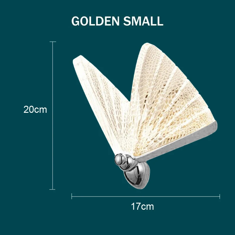 Gold Butterfly Shape Clear Glass Shade Up-Down Position Warm-Cool Dimmable LED Wall Mounted Iron Light Fixtures/Bulb Not Included/E27 Bulb Cap Type