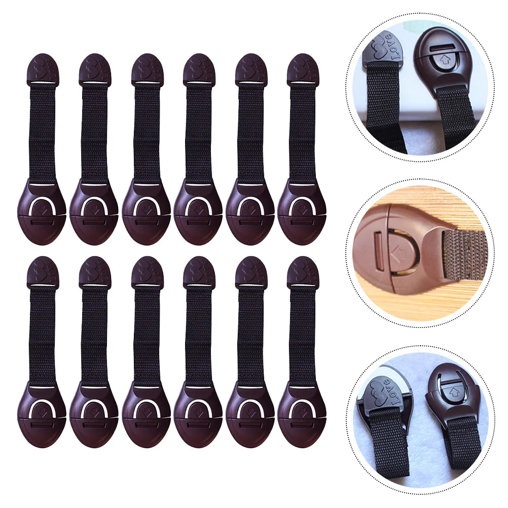 Self-Adhesive Durable ABS Flexible Removable Plastic Fabric Baby-Child Safety Cabinet Latch Locks/Colors-Black/Brown