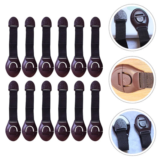 Self-Adhesive Durable ABS Flexible Removable Plastic Fabric Baby-Child Safety Cabinet Latch Locks/Colors-Black/Brown