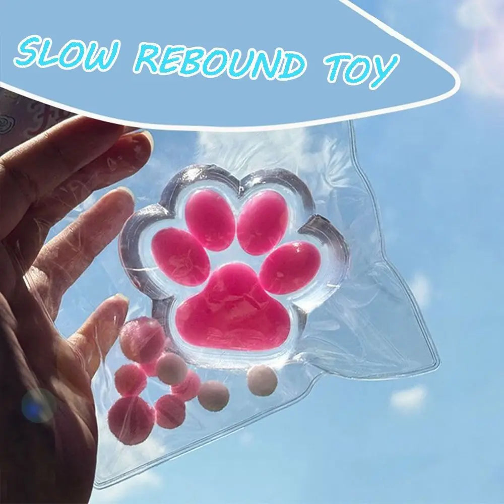 No-EN-Name-Null Kids Clear Transparent-Pink-Black Kawaii Cat Paws Pinch Squeeze Squishy Toys / For Ages: 6-18 Years Old/Colors- Black/Pink