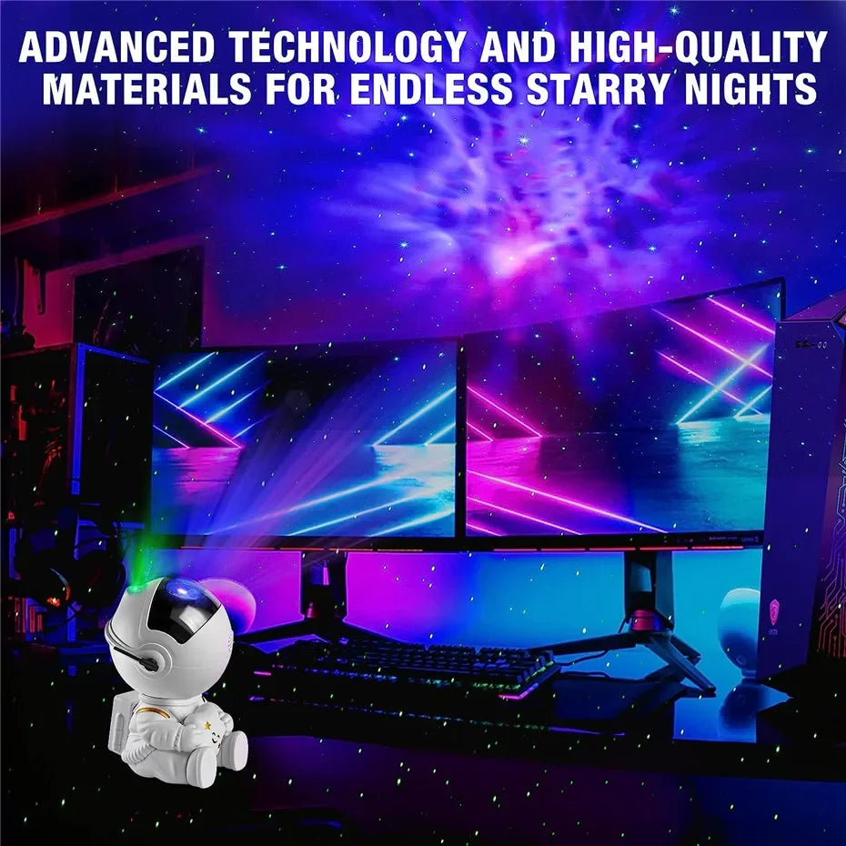 PETALOVE Kids Remote Control Seven Colors LED Lights Galaxy Starry Night Sky Black-White Astronaut Hard ABS Plastic Body Light Projector Night Lights/Bulbs Included/Colors-Multicolor/Black/White