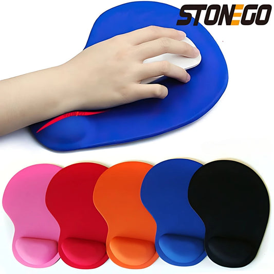 STONEGO Solid Multicolor Oblong Oval Shaped EVA Memory Foam Wrist Rest Support Silicone Anti-Skid Rubber-Neoprene Base Gaming Mouse Pads/Colors-Pink/Purple/Blue/Black/Gray/Red