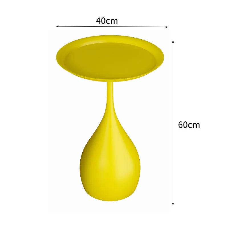 No-EN-Name-Null Modern Small Round Top-Wrought Iron Metal Base Mobile Coffee Tables/Colors-White/Light Brown/Yellow/Orange/Black/Royal Blue/Dark Blue/Size: 62 x 42 x 35cm