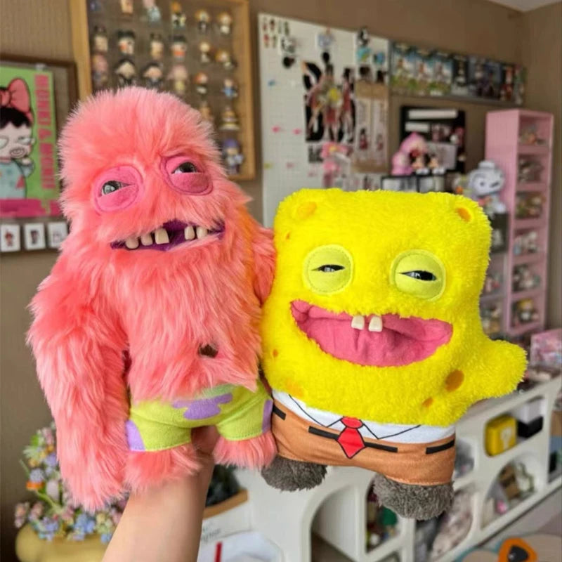 MINISO Kids-Adults Multicolor Fuggler Spongebob Squarepants Funny Ugly Monsters Patrick Star Polyester Cotton Fabric Soft Plush Stuffed Animal Toys/Ages: 7-18 Years Old-Adults /Colors-Yellow/Multicolor/Pink/Brown