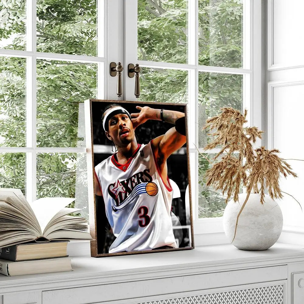 MAISTO Modern Waterproof Unframed HD Printed Multicolor Rectangle Shaped Basketball-Allen Iverson Sports Posters/Colors-Multicolor/Black/Fade-Dirt Resistant/Adhesive Tear-Stick