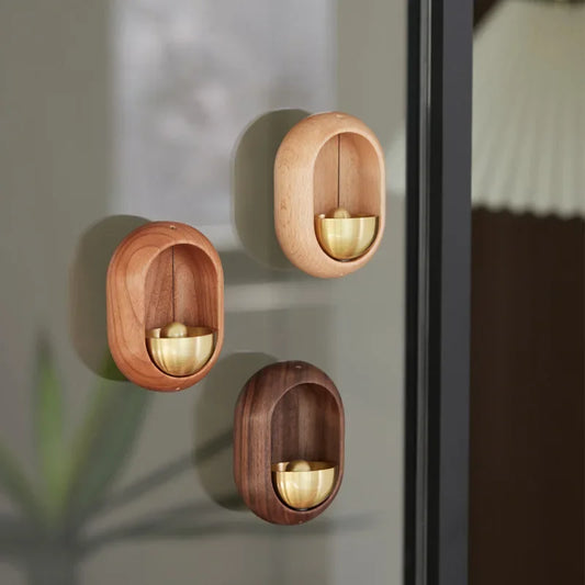 Wood-Brass Wireless Wind Chimes Entrance Doorbells/Battery-Powered/Colors-Brown/Bronze