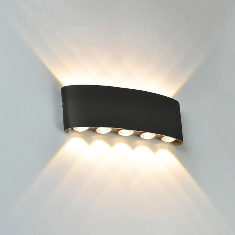 IQSCI Outdoor-Indoor Modern Waterproof Black-White Rectangle Shaped ABS Plastic Body AC-Powered Wall-Mounted Up-Down LED Lights Wall Light Fixtures