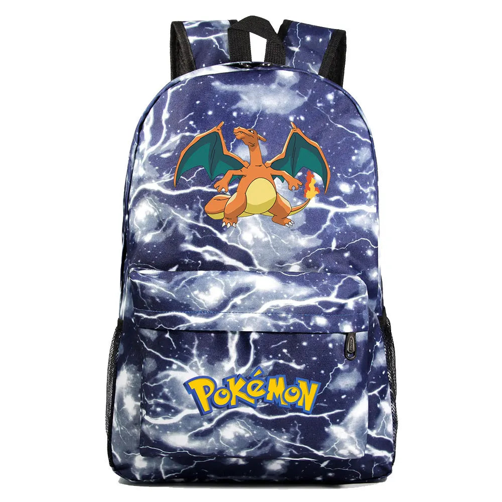 MINISO Kids Softback Waterproof Oxford Fabric Cartoon Anime Pokemon Design Adjustable Shoulder Straps-One Handle 15 Inch Laptop Single Compartment School Backpacks/Colors-Blue/Pink/Black/Multicolor