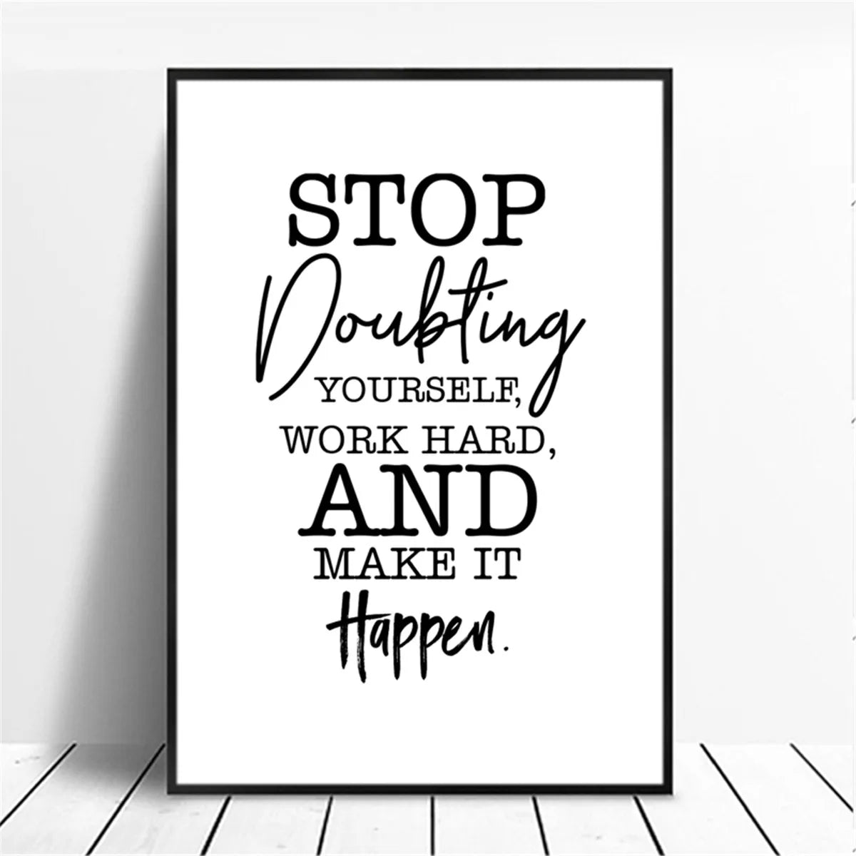 Unframed Canvas Rectangle Waterproof Ink Wall Black-White Quotes Minimalist Positive Words Prints