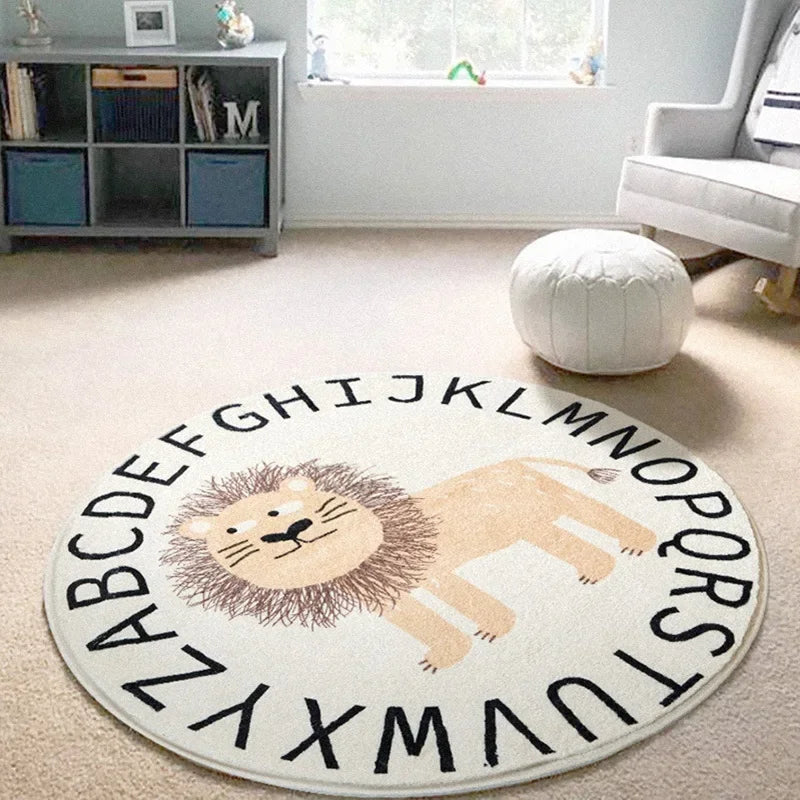 No-EN-Name-Null Printed Non-Toxic Quick-Dry Round Cute Cartoon Gray Animal Cat-Rainbow-White Clouds Nice Day Memory Form Cushion Anti-Slip Bottom Rugs/Colors-Animals/Rainbow/Multicolor/White/Pink/Black/Dots/Yellow/Blue/Geometric