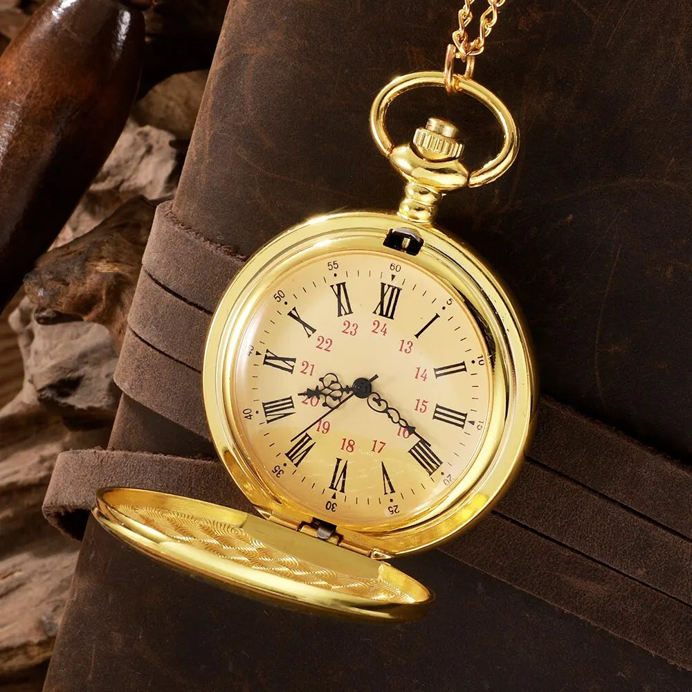 Unisex Adults Waterproof Antique Glass Face Quartz Analog Display To My Son-I Love You-Forever Design Gold-Silver Round Shaped Metal Alloy Case Vintage Steampunk Roman Numerals Gold Necklace Chain-Pocket Watches