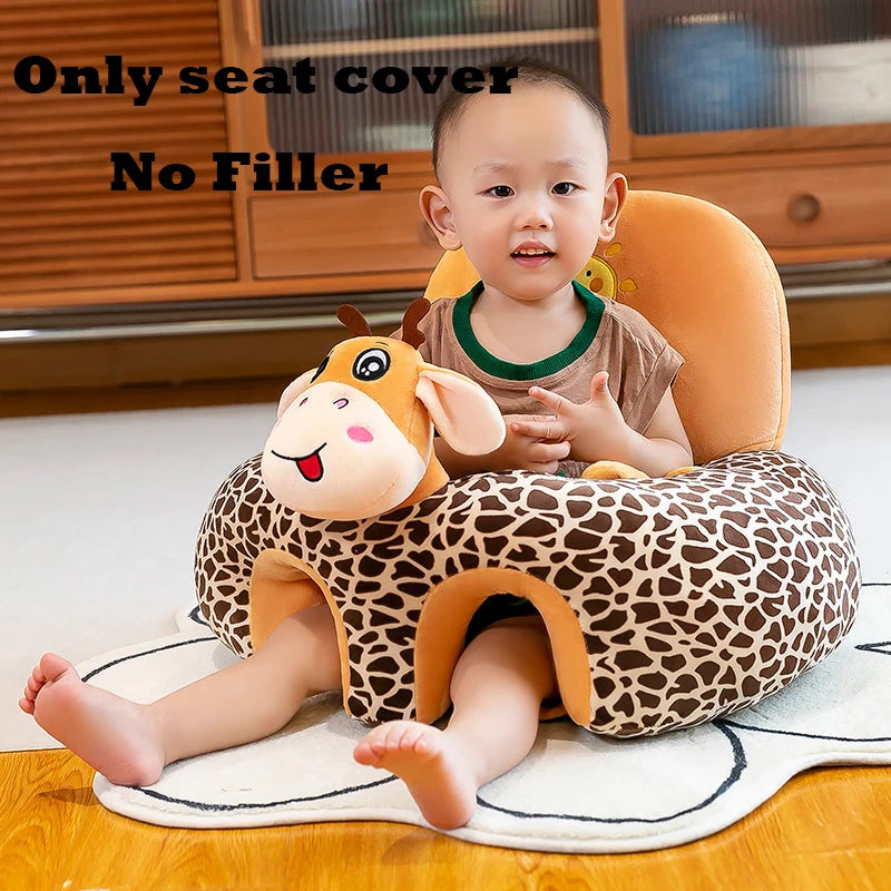 Babies-Preschoolers Upholstered Soft Velvet Fabric Electric Embroidery Cute Cartoon Animal Face Images Learning Seat Chairs/Ages: Newborn 0-3 Years + Older/Colors-Orange/Green/Gray/Black/Brown/Red/Multicolor/Checkered/Animals