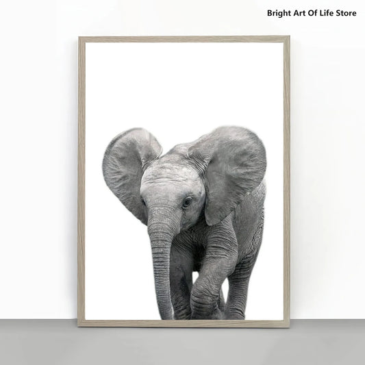 NULL Modern Unframed Medium Oil Printed Canvas Vertical Rectangle Shaped Adorable Cute Baby Elephant Animals Posters