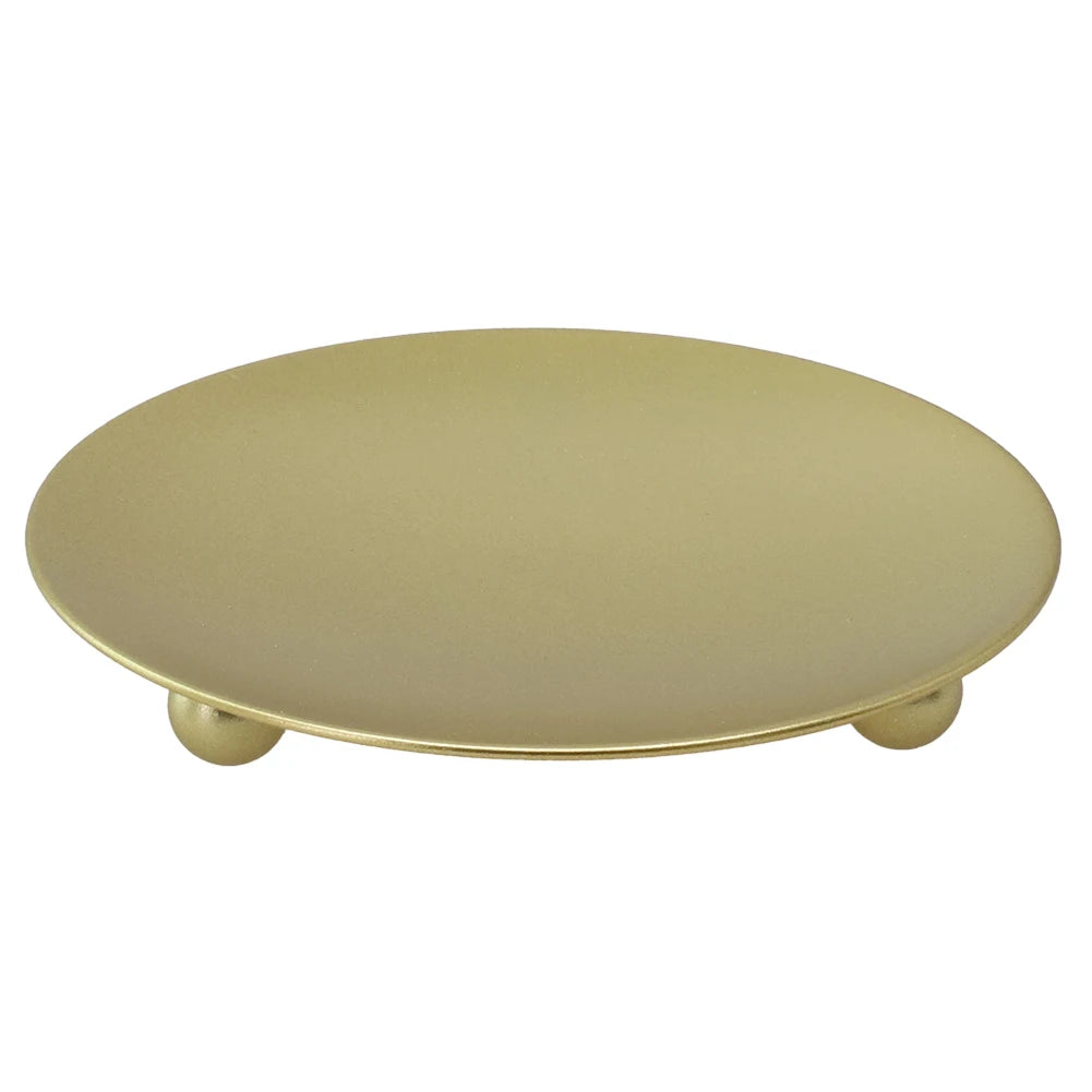 Modern Flat Iron Metal Plate Rust-Free Column Round Ball Feet Base Candleholders/Colors-Gold/Black
